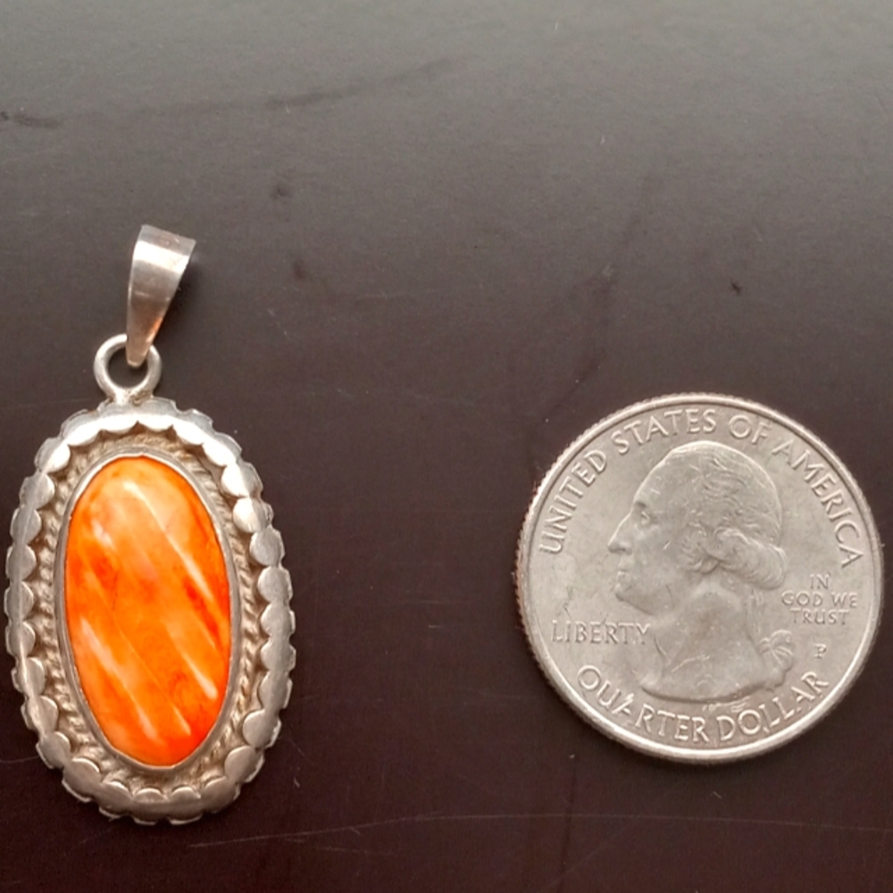 Vintage Oval Gemstone and Sterling Silver Pendant